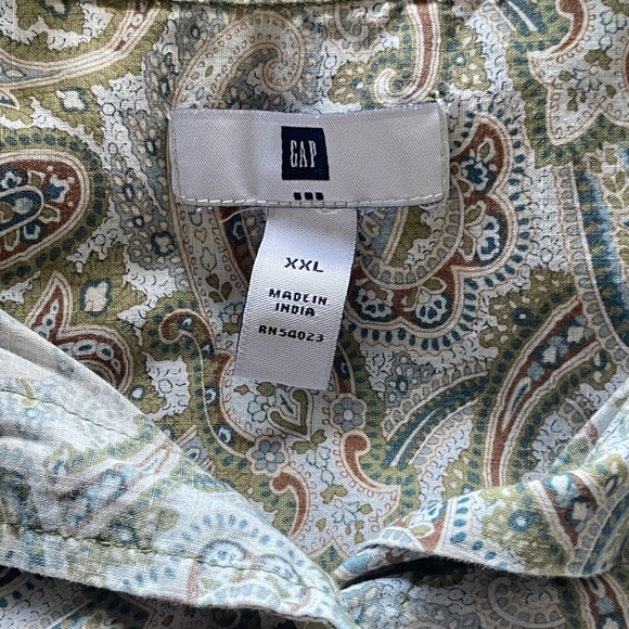 GAP Paisley Button Down, Roll-up Button Tab, Sleeve. 100% Cotton, Sz XXL - Picture 7 of 12